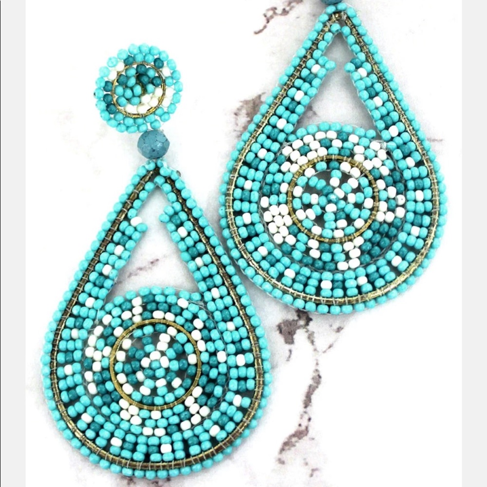 🌻BOGO NEWPensacola Turquoise Seed Bead Teardrop Earrings